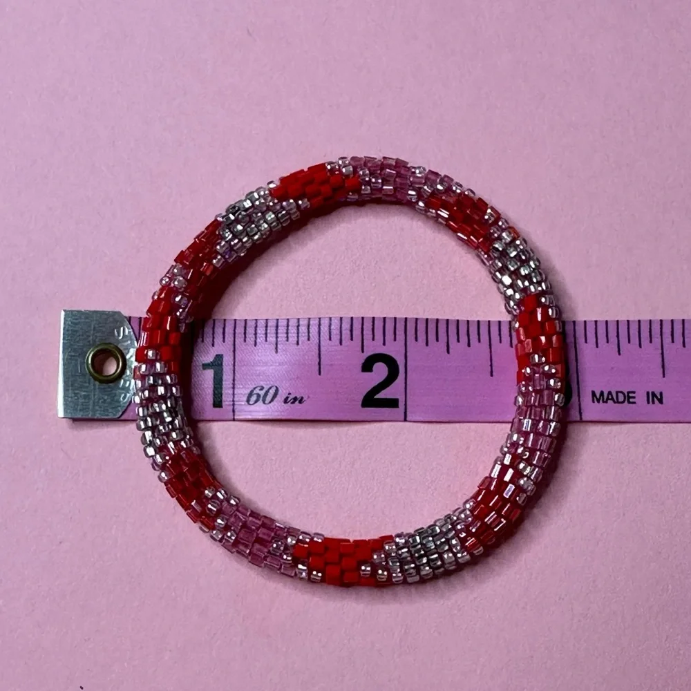 Nepal Style Roll On Bracelet in Red Multi Color Beads‎